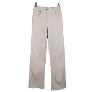 THAKOON Ecru High Waisted Denim Pant Elastic Waist Straight Leg Women's 4